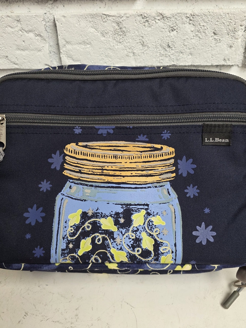 L.L.Bean Firefly Mason Jar Insulated Lunch Box | Navy Blue Soft Cooler
